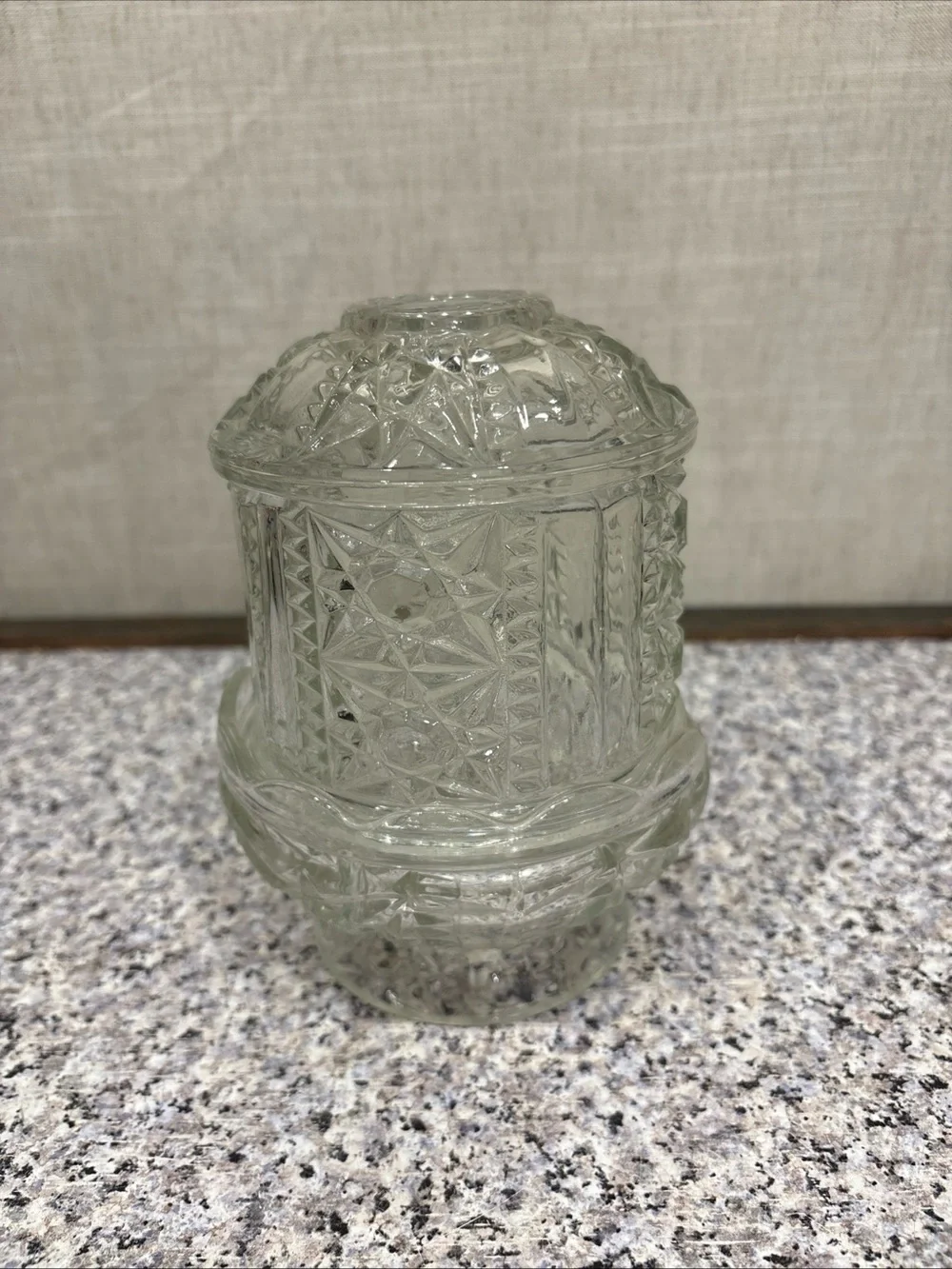 Vintage Indiana Glass Stars and Bars Fairy Lamp - READ